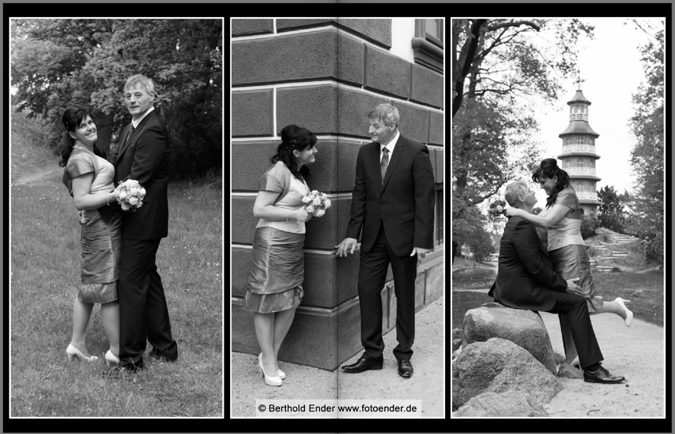 Echtfotobuch Brautpaar im Park Oranienbaum - Fotostudio Ender