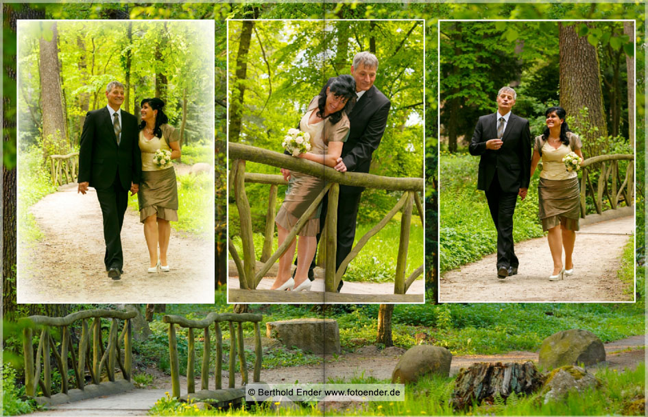 Echtfotobuch Brautpaar im Park Oranienbaum - Fotostudio Ender