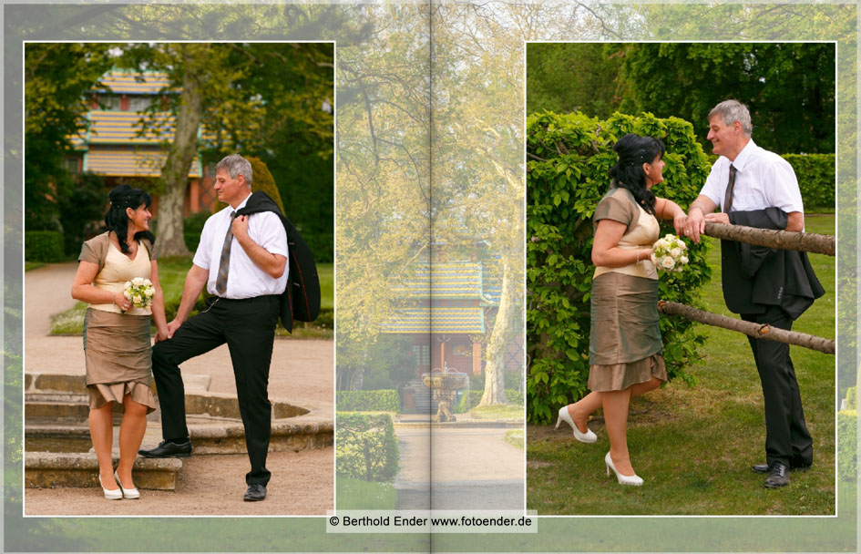 Echtfotobuch Brautpaar im Park Oranienbaum - Fotostudio Ender