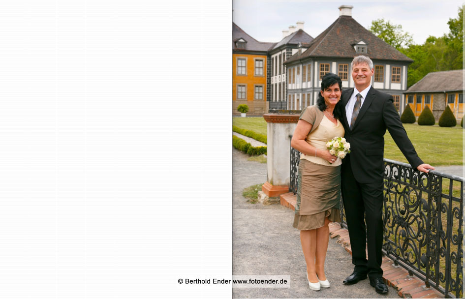 Echtfotobuch Brautpaar im Park Oranienbaum - Fotostudio Ender