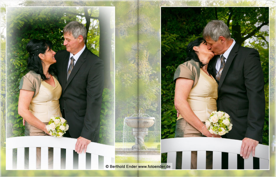 Echtfotobuch Brautpaar im Park Oranienbaum - Fotostudio Ender