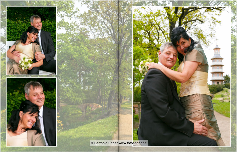 Echtfotobuch Brautpaar im Park Oranienbaum - Fotostudio Ender