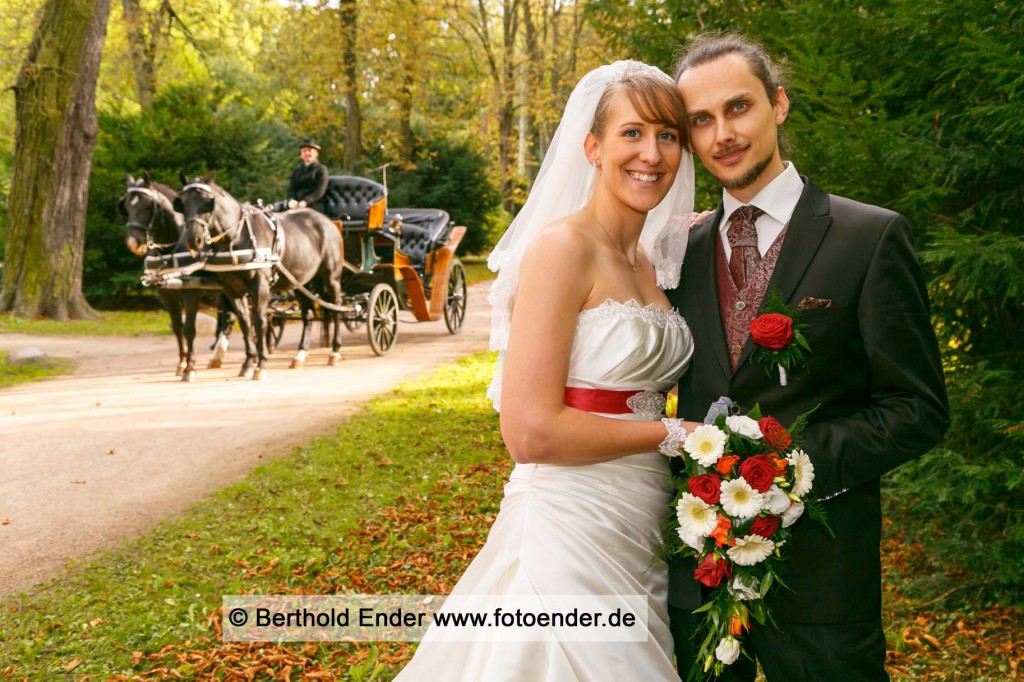 Hochzeitsfkutsche im Luisium: Fotostudio Ender, Oranienbaum-Wörlitz