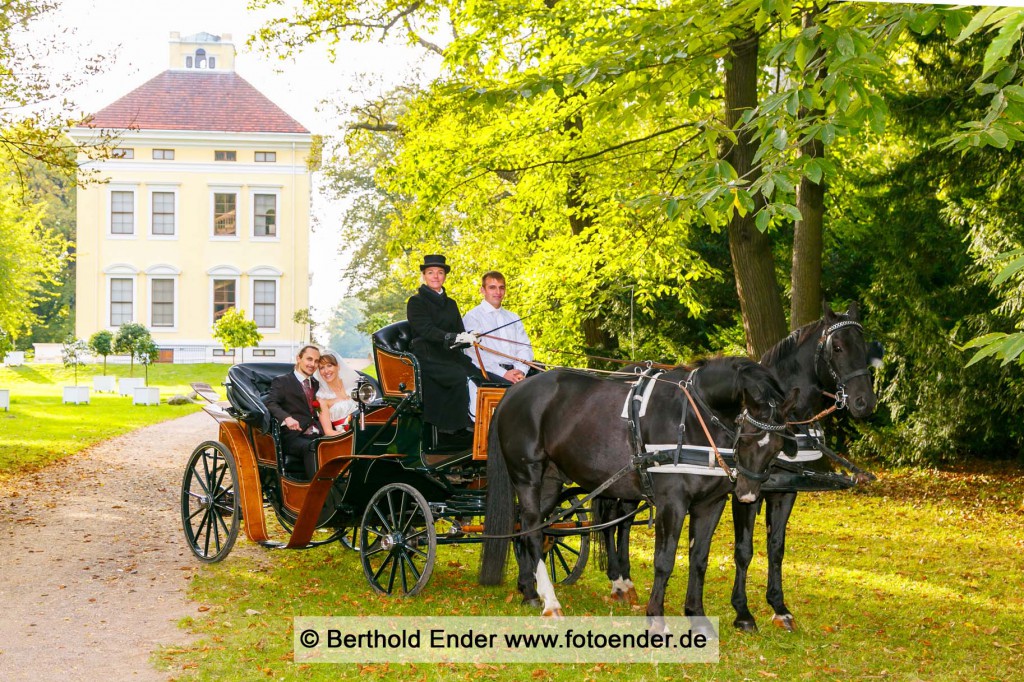 Hochzeitsfkutsche im Luisium: Fotostudio Ender, Oranienbaum-Wörlitz