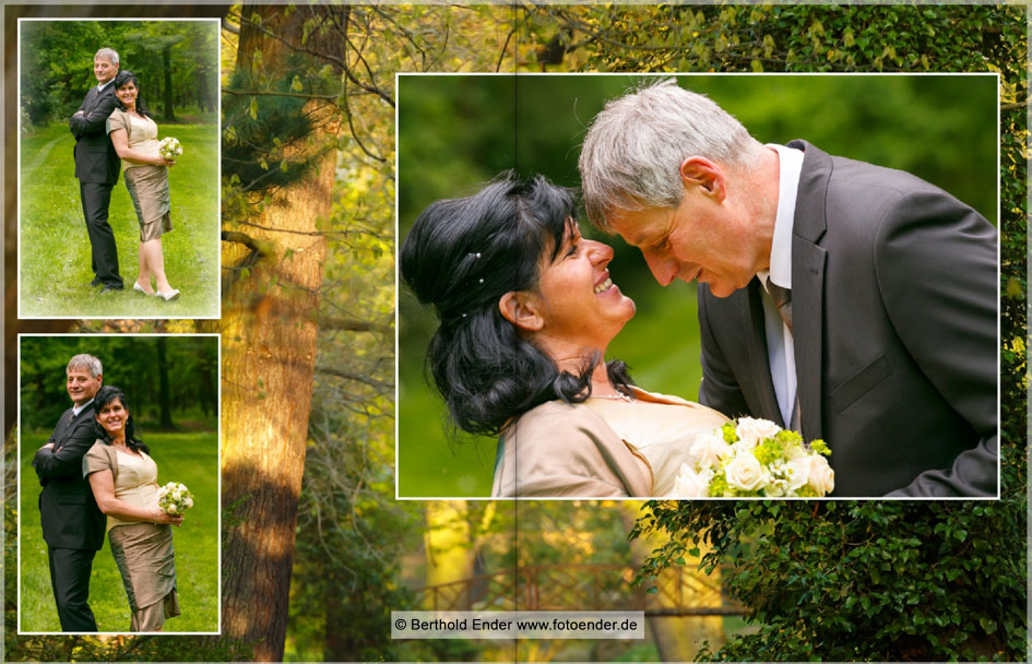 Echtfotobuch Brautpaar im Park Oranienbaum - Fotostudio Ender