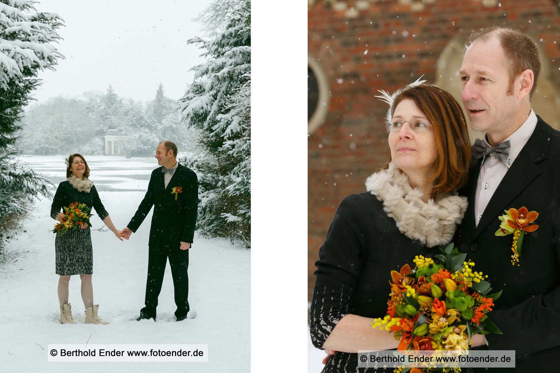 Brautpaar Shooting im verschneiten Wörlitzer Park